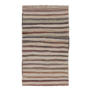 Vintage Persian Tribal Kilim, Polychromatic Striped Patterns - Rug & Kilim For Sale