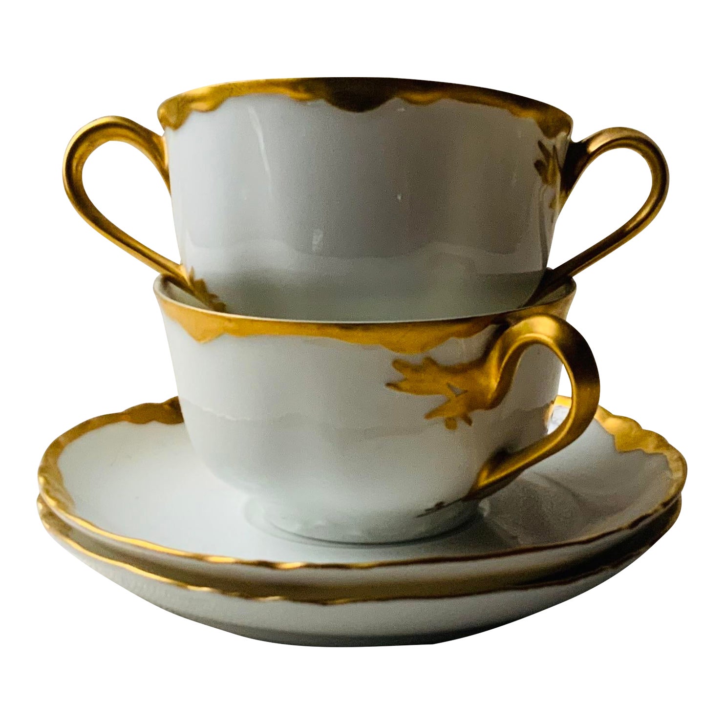 Pair of Antique Bavarian Porcelain Soup Bowls With Underliners ...