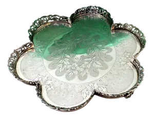 Silver Lobed Salver with Engraved Floral Motifs