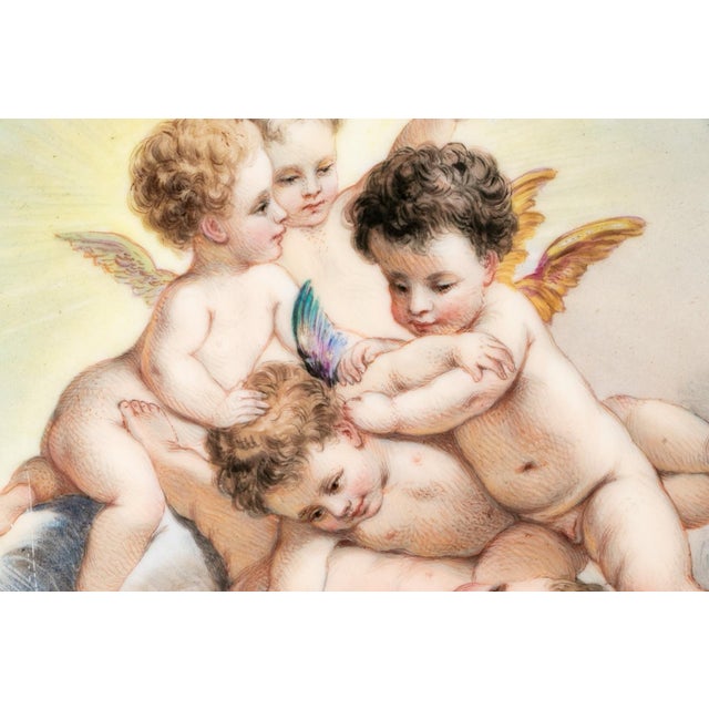 Blue Pair Antique Franz Xaver Thallmaier Munich Cherub Cabinet Plates 9.5" Gilt For Sale - Image 8 of 9