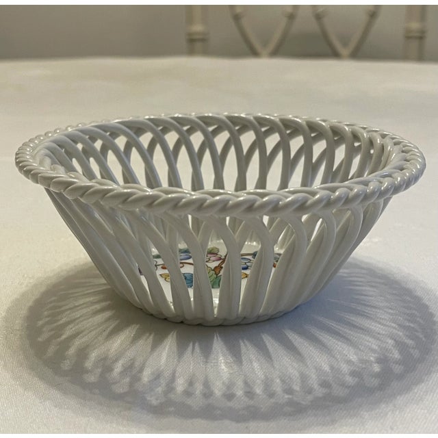 Victorian Herend Queen Victoria Reticulated Porcelain Basket For Sale - Image 3 of 5