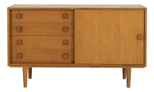 Mid Century Modern Danish Teak Sideboard by Domino Møbler | Vintage Credenza Cabinet | Scandinavian Modern Storage Console, C. 1960’s