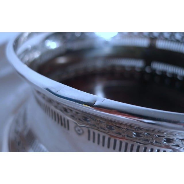 Mid 20th Century Large Towle Cutwork Sterling Silver Mahogany Wine Coaster For Sale In San Francisco - Image 6 of 7