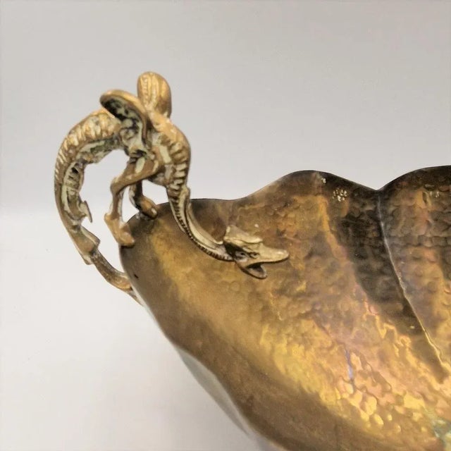Brass Bowl with Dragon-Shaped Handles, 1890s, in Very Good conditions. Designed 1890 to 1919 This piece has an attribution...