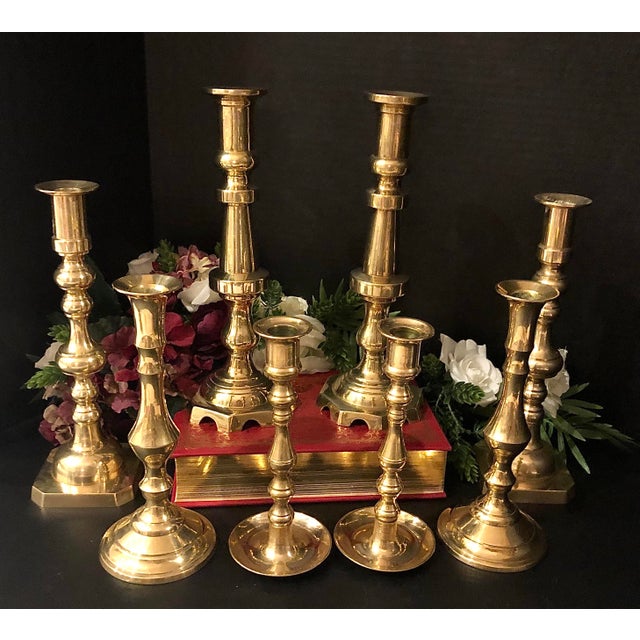 Vintage Brass Candle Holders Centerpiece Holiday Set of 8 Chairish