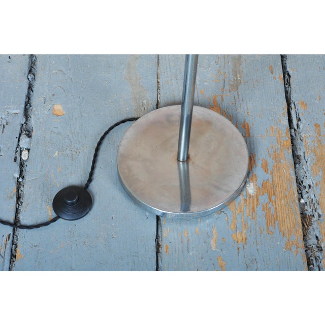 Czech Bauhaus Floor Lamp in Chromed Steel and Opaline Glass, 1930s For Sale - Image 11 of 13