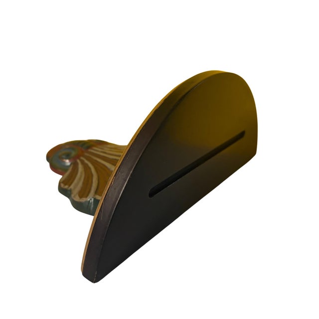 Brass & Wood Display Shelf Sconce For Sale - Image 4 of 10