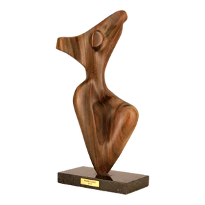 2012 Argentine Biomorphic Wood Abstract Sculpture With Black Marble Base by Artist Fabriciano Gómez