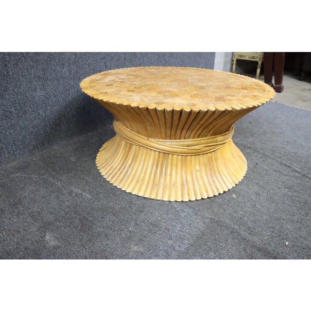 Round Mid Century McGuire Bamboo Coffee Table