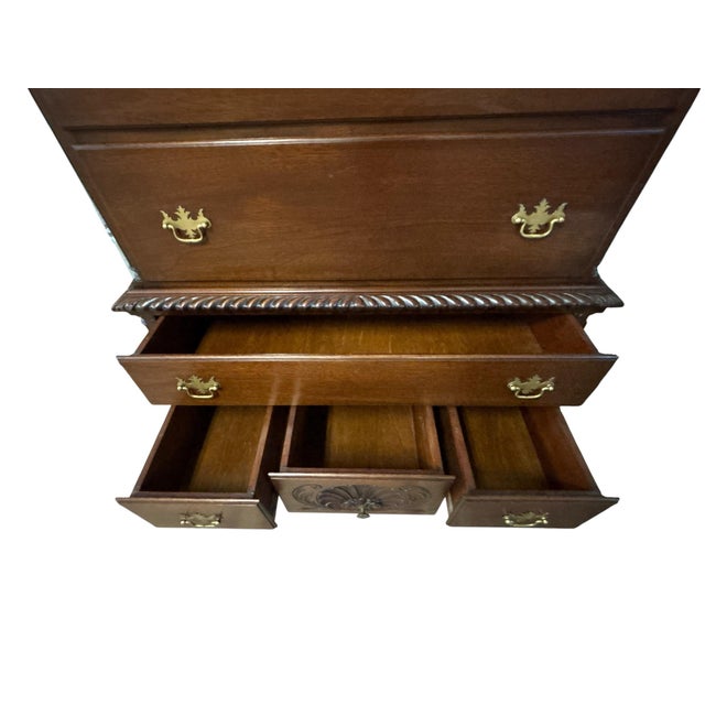 Queen Anne Style Cherry Highboy Chest on Chest For Sale - Image 11 of 12