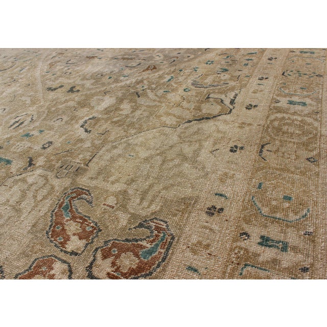 Textile Very Fine Turkish Sivas Rug With Classic Design in Neutrals, Camel and Green 5'8 X 9'6 For Sale - Image 7 of 8
