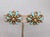 Trifari Vintage 1950s Signed Trifari Faux-Turquoise & Clear Rhinestone Clip Earrings-2 Pieces For Sale - Image 4 of 7
