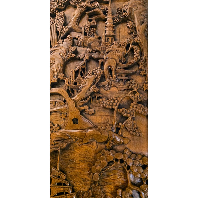 19th/20th Century Hand Carved Pair of Chinese Architectural Panels For Sale - Image 10 of 13