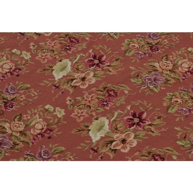 Textile 1980s Vintage Needlepoint Rug in Red With Floral Patterns - by Rug & Kilim For Sale - Image 7 of 8