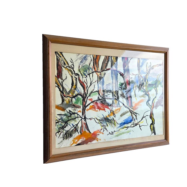 Vintage Framed Abstract Expressionist Gouache Mixed Media Painting, "California Summer", by Judith Pacht, Signed For Sale In Miami - Image 6 of 13