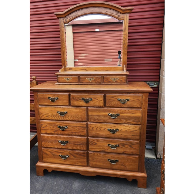 1990s 1990s Durham Furniture Solid Wood Complete King Bedroom Set For Sale - Image 5 of 13