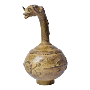 Vintage African Metal Pot With Animal Head Burkina Faso