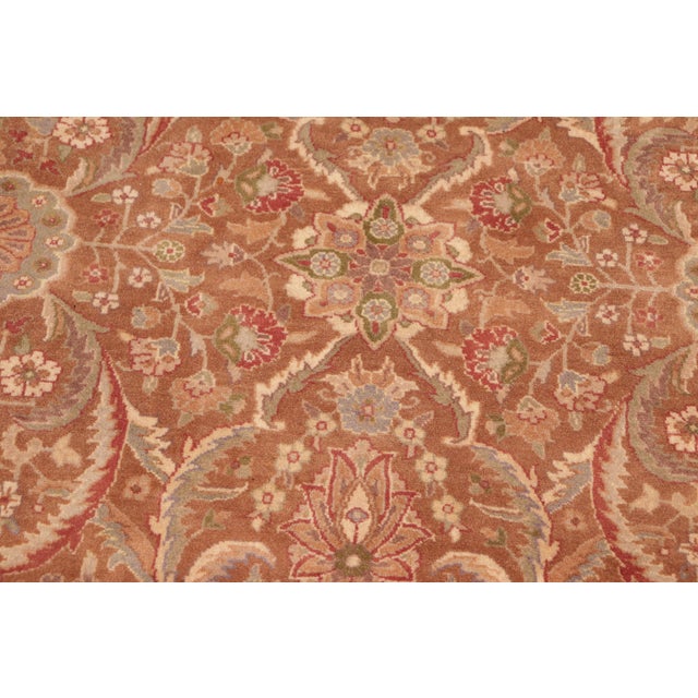 Shabby Chic Floral 1990's Brown/Beige Wool Rug - 4'7'' X 6'11'' For Sale In New York - Image 6 of 9