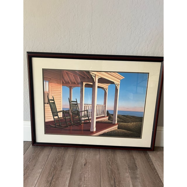 American Daniel Pollera Coastal Print Framed Custom Decor c.1990s-2000s For Sale - Image 3 of 6