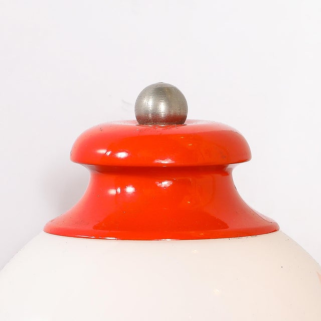 Metal Mid-Century Chrome & Glass Vermillion Enamel Portico Sconces W/ Star Cutouts For Sale - Image 7 of 14