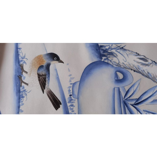 Not Yet Made - Made To Order 36" * H100"/Panel * 4ps, 21st Century Porcelain Blue and White Chinoiserie Scenic Wallpaper Murals For Sale - Image 5 of 9