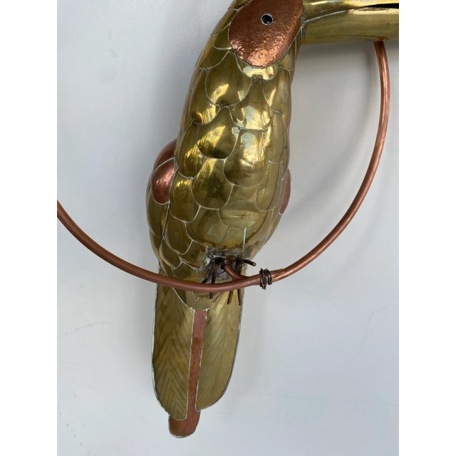 Metal Brass & Cooper Toucan Sculpture by Sergio Bustamante For Sale - Image 7 of 9