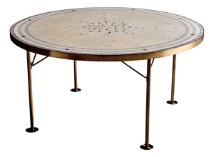Round Mosaic Coffee Table with Brass Rim by Berthold Müller, 1950s