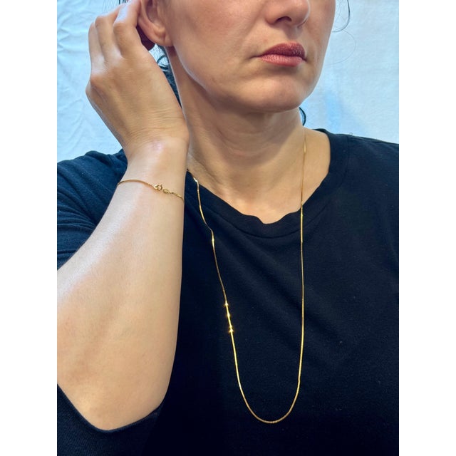 Vintage 14 Kt Yellow Gold 4.5 Gm, Italian Chain Necklace 30 " & Bracelet 7" Set For Sale - Image 10 of 18