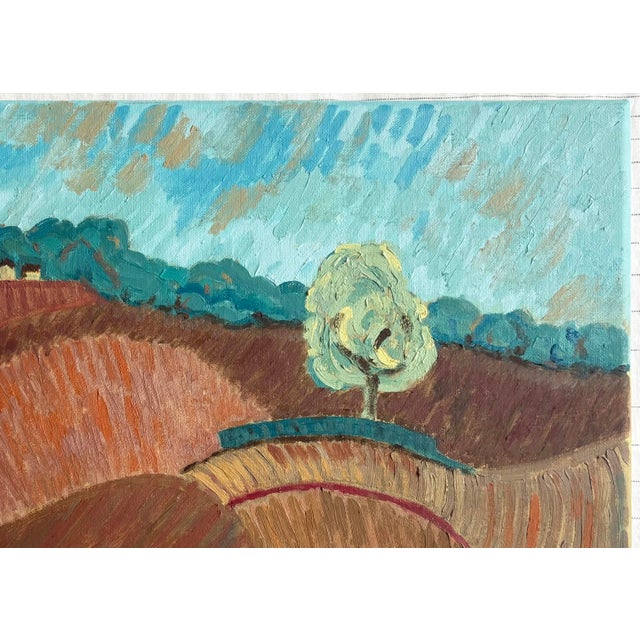 Abstract "Hillside Meadow” Oil on Linen by Nancy M. Vignola For Sale - Image 3 of 7