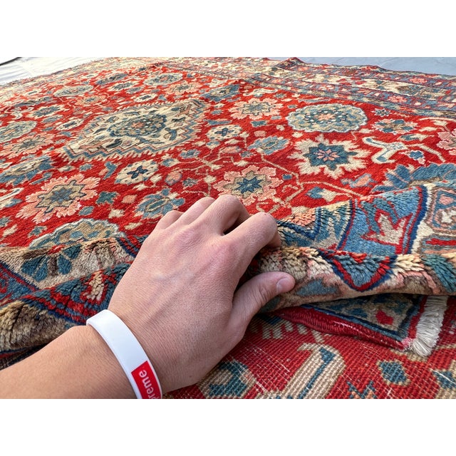 Red Persian Karaja Medallion Hand-Knotted Wool Rug - 4'0" X 7'2" For Sale - Image 9 of 12