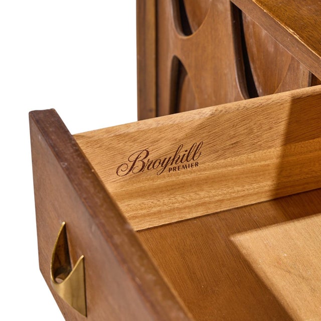 Broyhill Brasilia Mid Century Walnut and Brass Credenza For Sale - Image 10 of 10