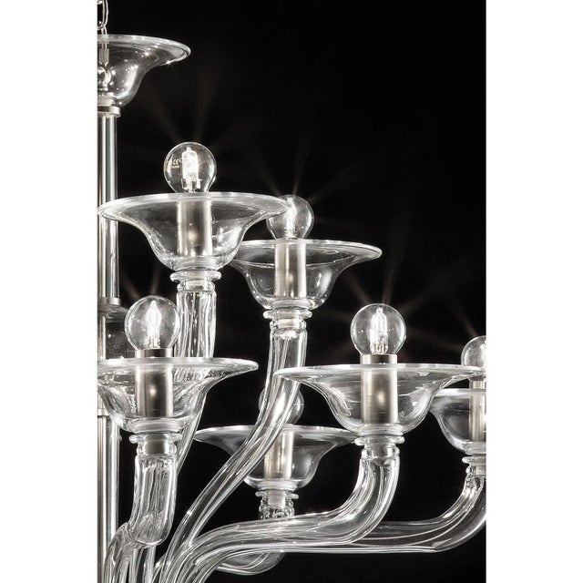 2020s Luxury Transparent Murano Glass Chandelier – Modern Linear Design For Sale - Image 5 of 6