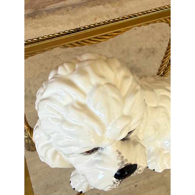 White Vintage Italian Glazed Ceramic White Dog Figurine For Sale - Image 8 of 12