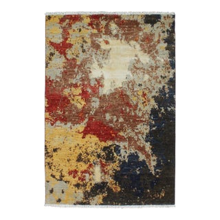 Shabby Chic Ziegler Black/Orange Wool & Silk Rug - 3'11'' X 5'9'' For Sale