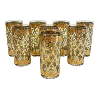 VIntage Culver Valencia 22k Gold Highball Glasses, Set of 8 For Sale