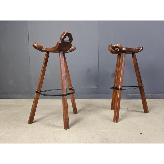 Brutalist Mid-Century Brutalist Bar Stools, 1960s, Set of 2 For Sale - Image 3 of 6