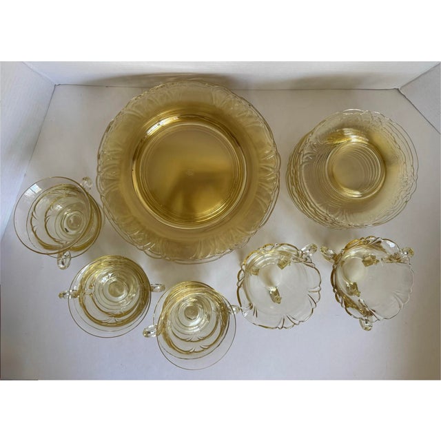 Art Deco Depression Era Heisey Empress Sahara Yellow Glass Dinnerware Collection, 25 Pieces For Sale - Image 3 of 12