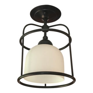 Milk Glass & Brass Ceiling Pendant For Sale