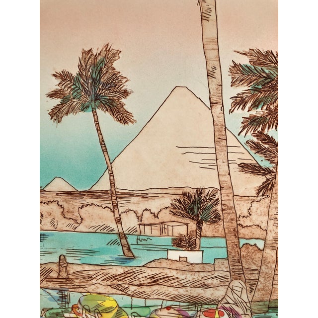 American Susan Hall, Mystic Cafe, Pyramids Signed Aquatint Etching California Woman Artist Susan Hall, 1978 For Sale - Image 3 of 7
