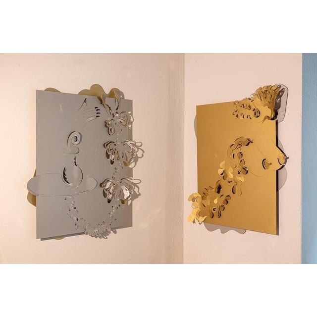 Amore Metallic Tapestry in Powder-Coated Aluminum by Altreforme For Sale - Image 6 of 7