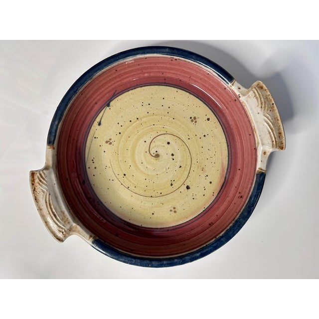 This high-quality studio ceramic art tray was hand-crafted in Germany during the 1980s. It is signed on the underside. Its...