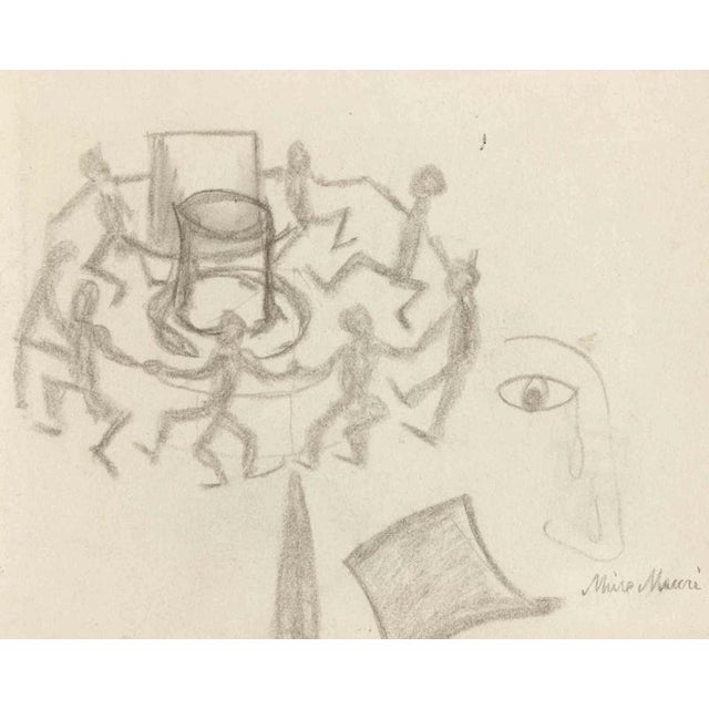 Charcoal Drawing on paper. Hand signed in pencil lower right. Very good condition. This piece is attributed to the...