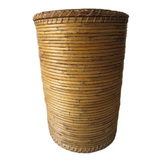 Vintage Pencil Reed Tall Basket For Sale