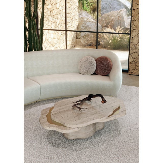 Metal Arizona Coffee Table in Travertine Stone by Insidherland For Sale - Image 7 of 11