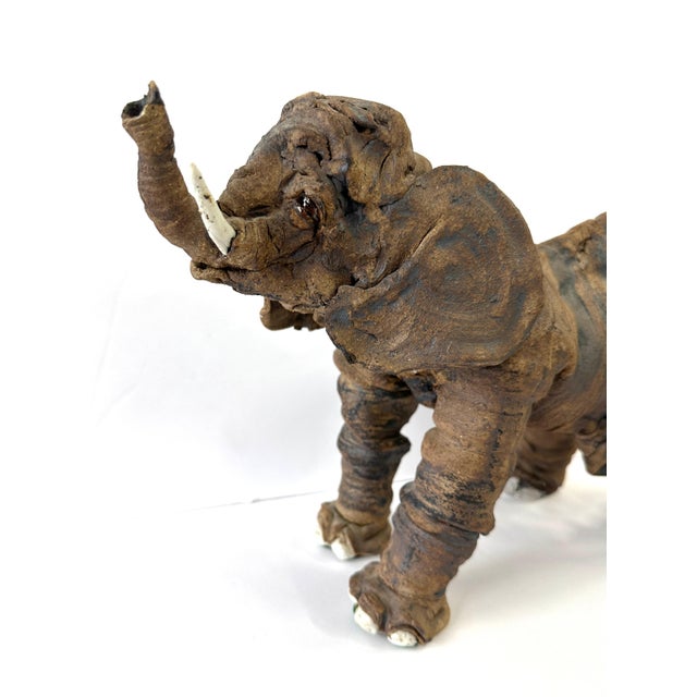 Wonderful Whimsical Hand Built Pottery Elephant For Sale In Palm Springs - Image 6 of 12