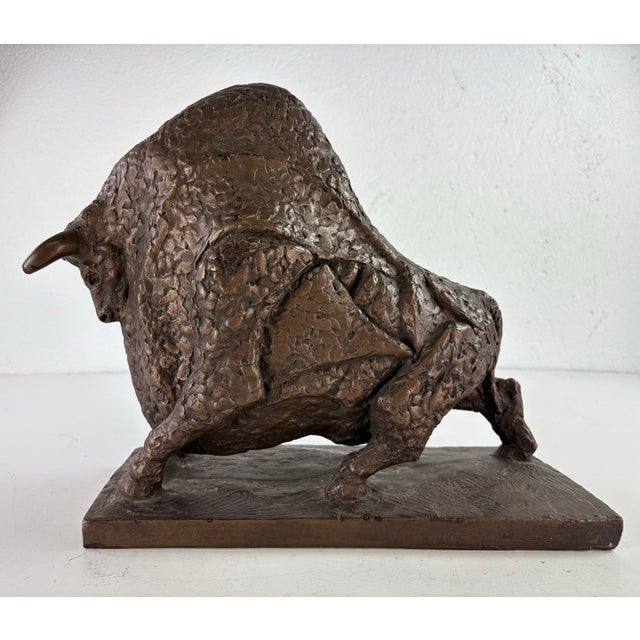 This is a mid-century vintage Austin productions bull sculpture. This large sculpture of a bull is sculpted in plaster and...