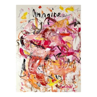 "Imagine" Original Abstract Expressionist Acrylic Painting on Paper by Sandy Welch For Sale