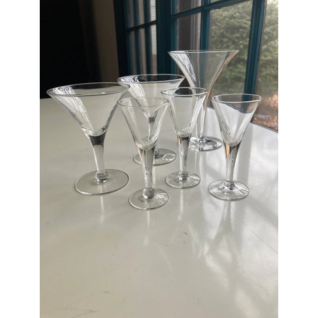 1970s Mid-Century Clear Mix Size Cocktail Glasses- 6 Pieces For Sale - Image 5 of 5