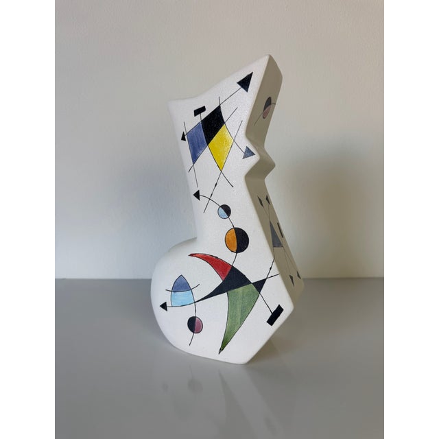 Mid-Century Modern Vintage Joan Miró Style Ceramar Spain Hand-Painted Abstract Ceramic Vase For Sale - Image 3 of 12