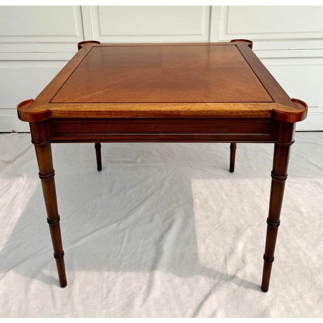 1960s 1967 Drexel Et Cetera Flip Top Faux Bamboo Game Table For Sale - Image 5 of 12